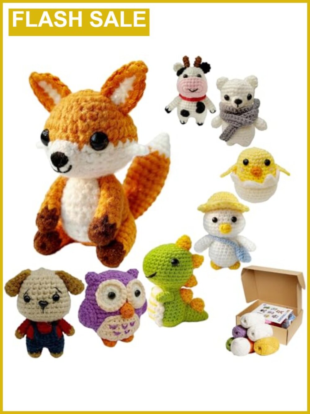 Crochet Kit for Beginners 8PCS Amigurumi Animal Starter Kit with Video Tutorials